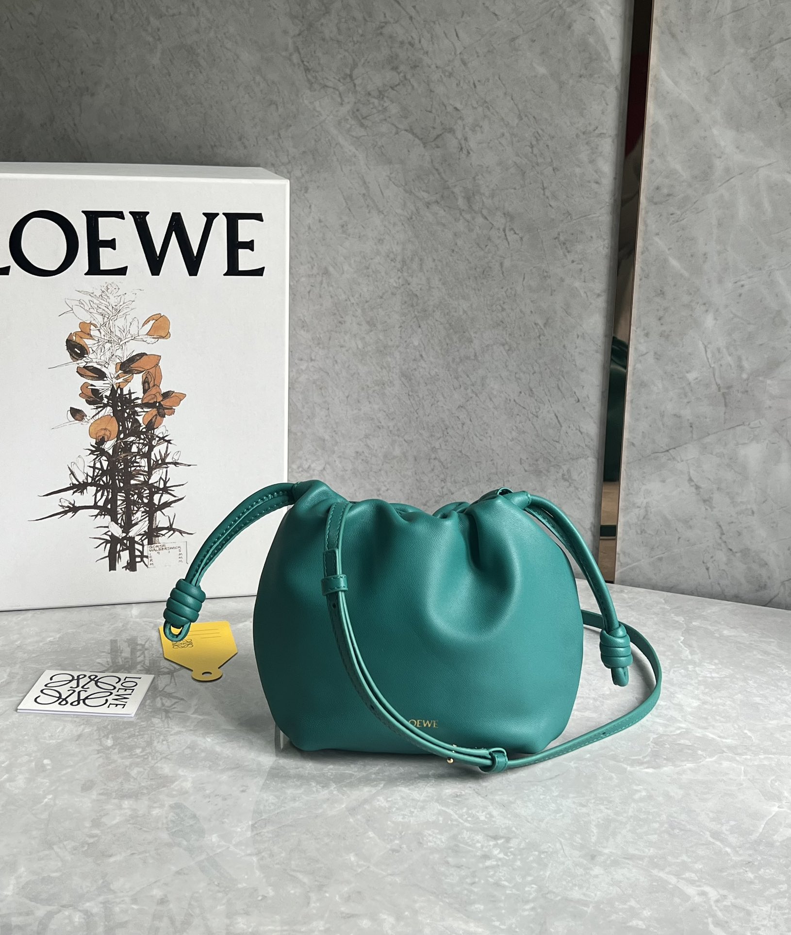 Loewe Mini Flamenco Purse bag in mellow nappa lambskin Dark Green